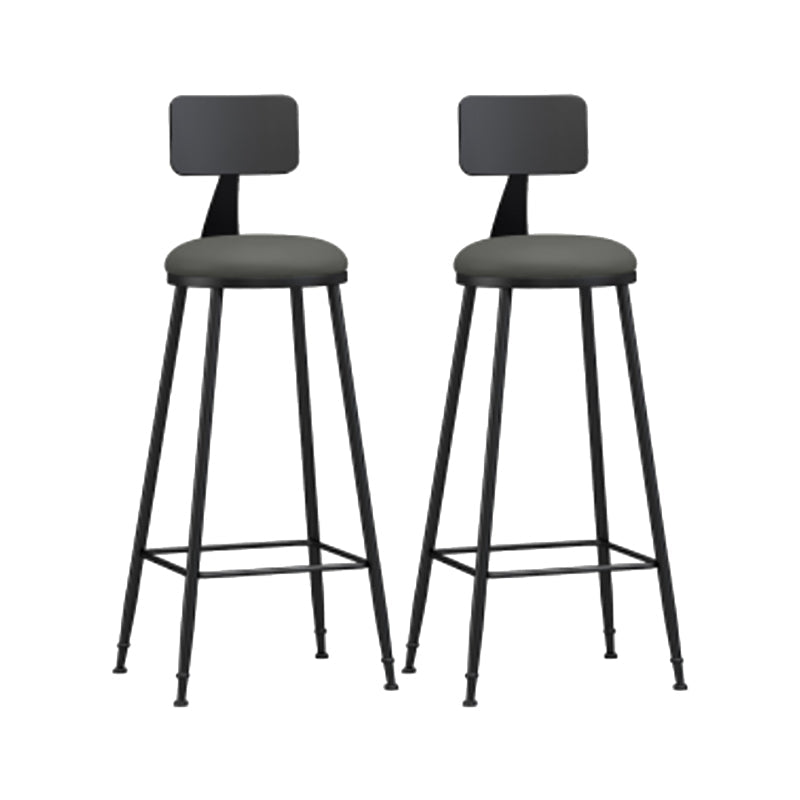 Modern Backrest Counter Stool Iron Cafe Bar Stool with Leather Cushion and Pedal Grey 2 Piece Set Bar Stool(33"H) Clearhalo 'Bar Furniture' 'Bar Stools' 'bar_stools' 'furn' 'furn_bar_stools' 'Furniture' 'furniture_bar_stools' 'Kitchen & Dining Furniture' 4829727