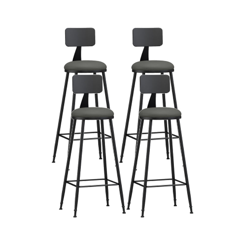 Modern Backrest Counter Stool Iron Cafe Bar Stool with Leather Cushion and Pedal Grey 4 Piece Set Bar Stool(33"H) Clearhalo 'Bar Furniture' 'Bar Stools' 'bar_stools' 'furn' 'furn_bar_stools' 'Furniture' 'furniture_bar_stools' 'Kitchen & Dining Furniture' 4829728