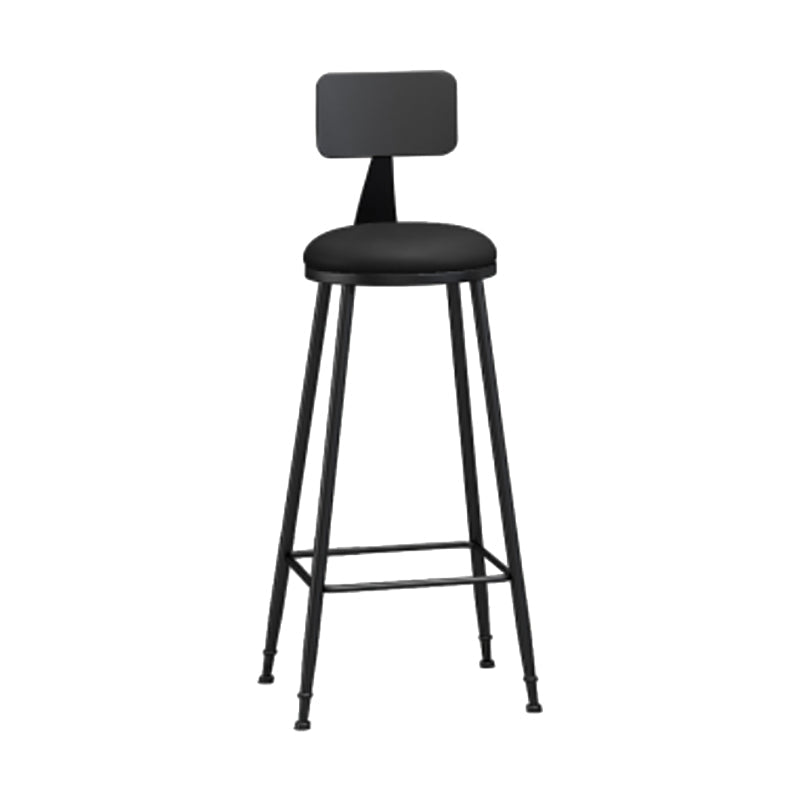 Modern Backrest Counter Stool Iron Cafe Bar Stool with Leather Cushion and Pedal Black 1 Piece Bar Stool(33"H) Clearhalo 'Bar Furniture' 'Bar Stools' 'bar_stools' 'furn' 'furn_bar_stools' 'Furniture' 'furniture_bar_stools' 'Kitchen & Dining Furniture' 4829729