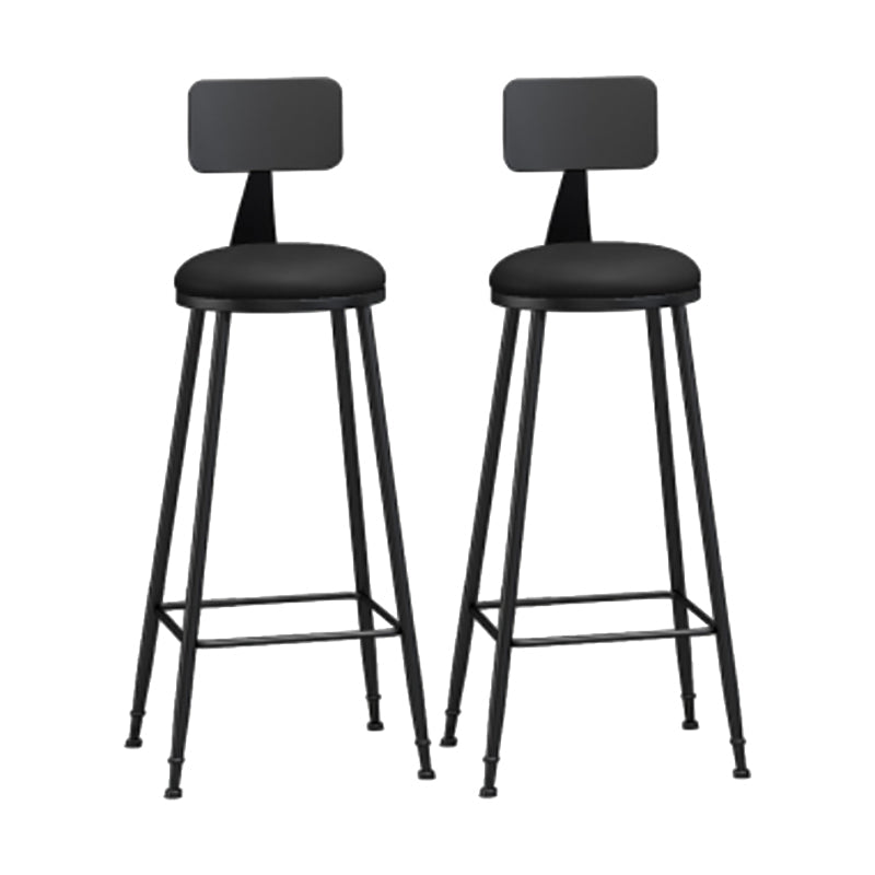 Modern Backrest Counter Stool Iron Cafe Bar Stool with Leather Cushion and Pedal Black 2 Piece Set Bar Stool(33"H) Clearhalo 'Bar Furniture' 'Bar Stools' 'bar_stools' 'furn' 'furn_bar_stools' 'Furniture' 'furniture_bar_stools' 'Kitchen & Dining Furniture' 4829730
