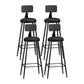 Modern Backrest Counter Stool Iron Cafe Bar Stool with Leather Cushion and Pedal Black 4 Piece Set Bar Stool(33"H) Clearhalo 'Bar Furniture' 'Bar Stools' 'bar_stools' 'furn' 'furn_bar_stools' 'Furniture' 'furniture_bar_stools' 'Kitchen & Dining Furniture' 4829731