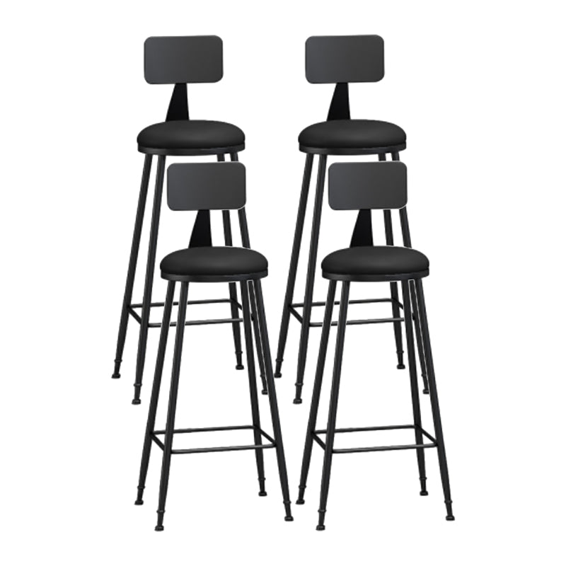Modern Backrest Counter Stool Iron Cafe Bar Stool with Leather Cushion and Pedal Black 4 Piece Set Bar Stool(33"H) Clearhalo 'Bar Furniture' 'Bar Stools' 'bar_stools' 'furn' 'furn_bar_stools' 'Furniture' 'furniture_bar_stools' 'Kitchen & Dining Furniture' 4829731