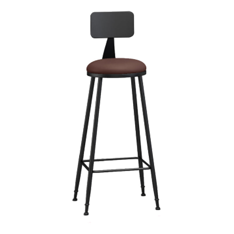 Modern Backrest Counter Stool Iron Cafe Bar Stool with Leather Cushion and Pedal Burgundy 1 Piece Bar Stool(33"H) Clearhalo 'Bar Furniture' 'Bar Stools' 'bar_stools' 'furn' 'furn_bar_stools' 'Furniture' 'furniture_bar_stools' 'Kitchen & Dining Furniture' 4829732