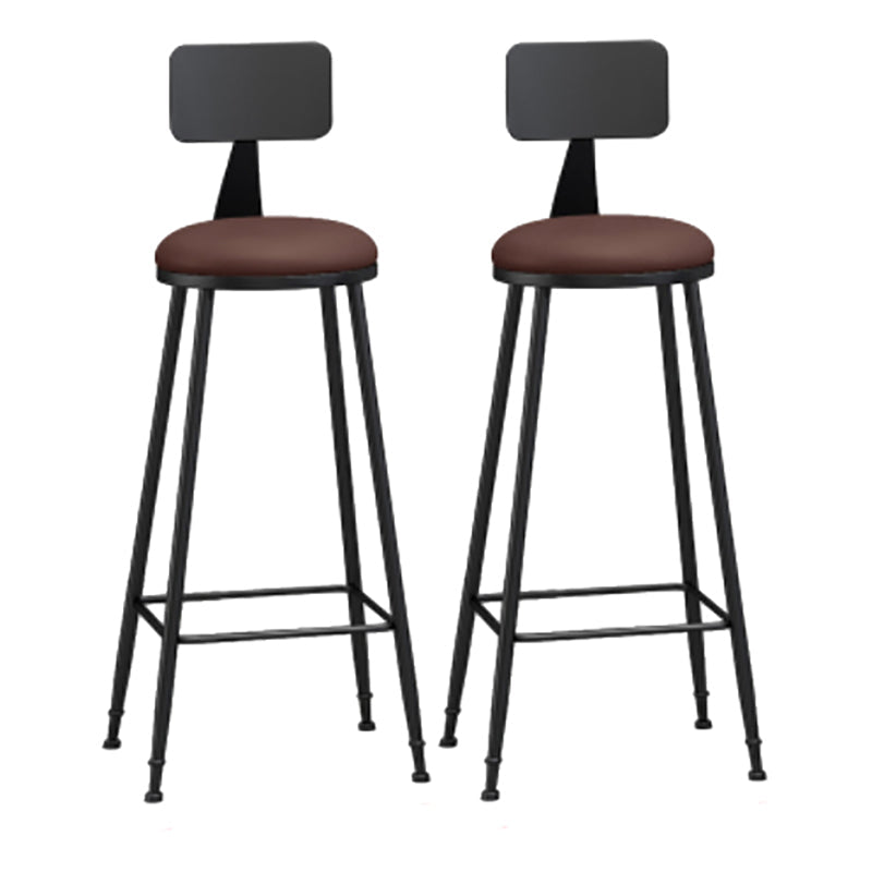Modern Backrest Counter Stool Iron Cafe Bar Stool with Leather Cushion and Pedal Burgundy 2 Piece Set Bar Stool(33"H) Clearhalo 'Bar Furniture' 'Bar Stools' 'bar_stools' 'furn' 'furn_bar_stools' 'Furniture' 'furniture_bar_stools' 'Kitchen & Dining Furniture' 4829733