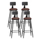 Modern Backrest Counter Stool Iron Cafe Bar Stool with Leather Cushion and Pedal Burgundy 4 Piece Set Bar Stool(33"H) Clearhalo 'Bar Furniture' 'Bar Stools' 'bar_stools' 'furn' 'furn_bar_stools' 'Furniture' 'furniture_bar_stools' 'Kitchen & Dining Furniture' 4829734