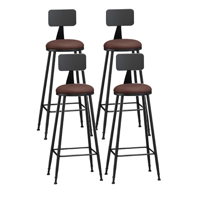 Modern Backrest Counter Stool Iron Cafe Bar Stool with Leather Cushion and Pedal Burgundy 4 Piece Set Bar Stool(33"H) Clearhalo 'Bar Furniture' 'Bar Stools' 'bar_stools' 'furn' 'furn_bar_stools' 'Furniture' 'furniture_bar_stools' 'Kitchen & Dining Furniture' 4829734