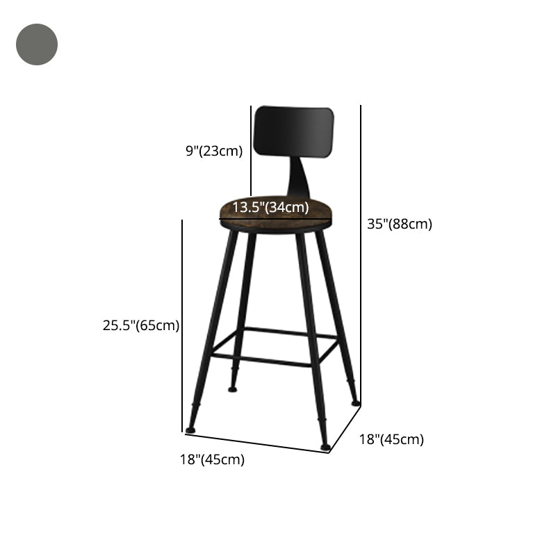 Modern Backrest Counter Stool Iron Cafe Bar Stool with Leather Cushion and Pedal Clearhalo 'Bar Furniture' 'Bar Stools' 'bar_stools' 'furn' 'furn_bar_stools' 'Furniture' 'furniture_bar_stools' 'Kitchen & Dining Furniture' 4829738