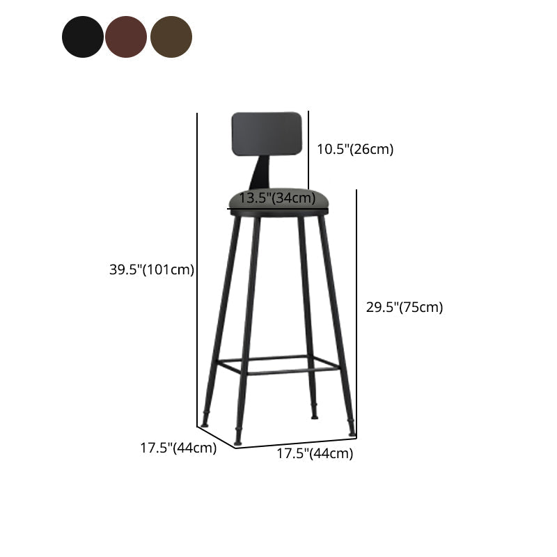 Modern Backrest Counter Stool Iron Cafe Bar Stool with Leather Cushion and Pedal Clearhalo 'Bar Furniture' 'Bar Stools' 'bar_stools' 'furn' 'furn_bar_stools' 'Furniture' 'furniture_bar_stools' 'Kitchen & Dining Furniture' 4829739