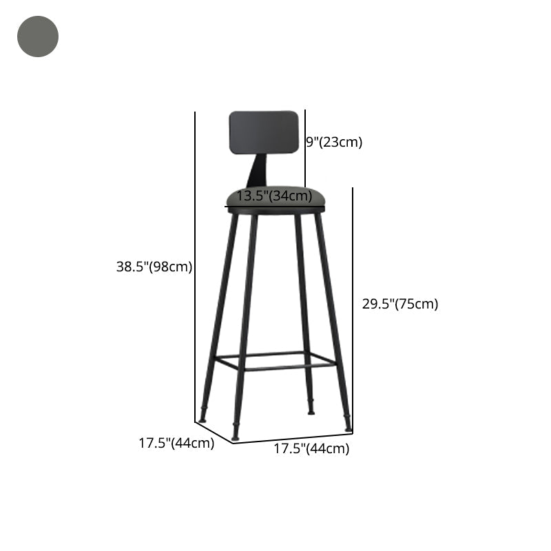 Modern Backrest Counter Stool Iron Cafe Bar Stool with Leather Cushion and Pedal Clearhalo 'Bar Furniture' 'Bar Stools' 'bar_stools' 'furn' 'furn_bar_stools' 'Furniture' 'furniture_bar_stools' 'Kitchen & Dining Furniture' 4829740