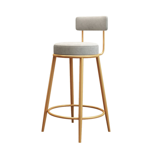 Glam Armless Backrest Counter Stool Iron Living Room Bar Stool with Velvet Cushion Clearhalo 'Bar Furniture' 'Bar Stools' 'bar_stools' 'furn' 'furn_bar_stools' 'Furniture' 'furniture_bar_stools' 'Kitchen & Dining Furniture' 4829797