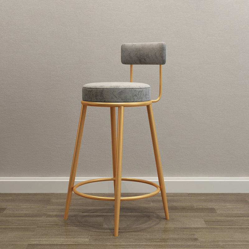 Glam Armless Backrest Counter Stool Iron Living Room Bar Stool with Velvet Cushion Clearhalo 'Bar Furniture' 'Bar Stools' 'bar_stools' 'furn' 'furn_bar_stools' 'Furniture' 'furniture_bar_stools' 'Kitchen & Dining Furniture' 4829804