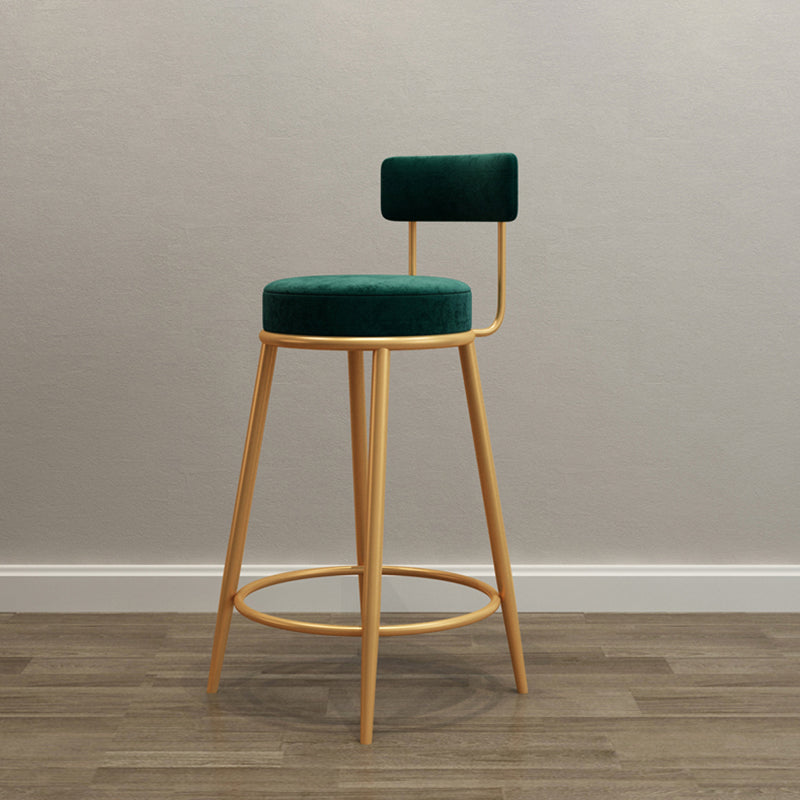 Glam Armless Backrest Counter Stool Iron Living Room Bar Stool with Velvet Cushion Clearhalo 'Bar Furniture' 'Bar Stools' 'bar_stools' 'furn' 'furn_bar_stools' 'Furniture' 'furniture_bar_stools' 'Kitchen & Dining Furniture' 4829806