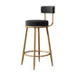 Glam Armless Backrest Counter Stool Iron Living Room Bar Stool with Velvet Cushion Black 1 Piece Clearhalo 'Bar Furniture' 'Bar Stools' 'bar_stools' 'furn' 'furn_bar_stools' 'Furniture' 'furniture_bar_stools' 'Kitchen & Dining Furniture' 4829813