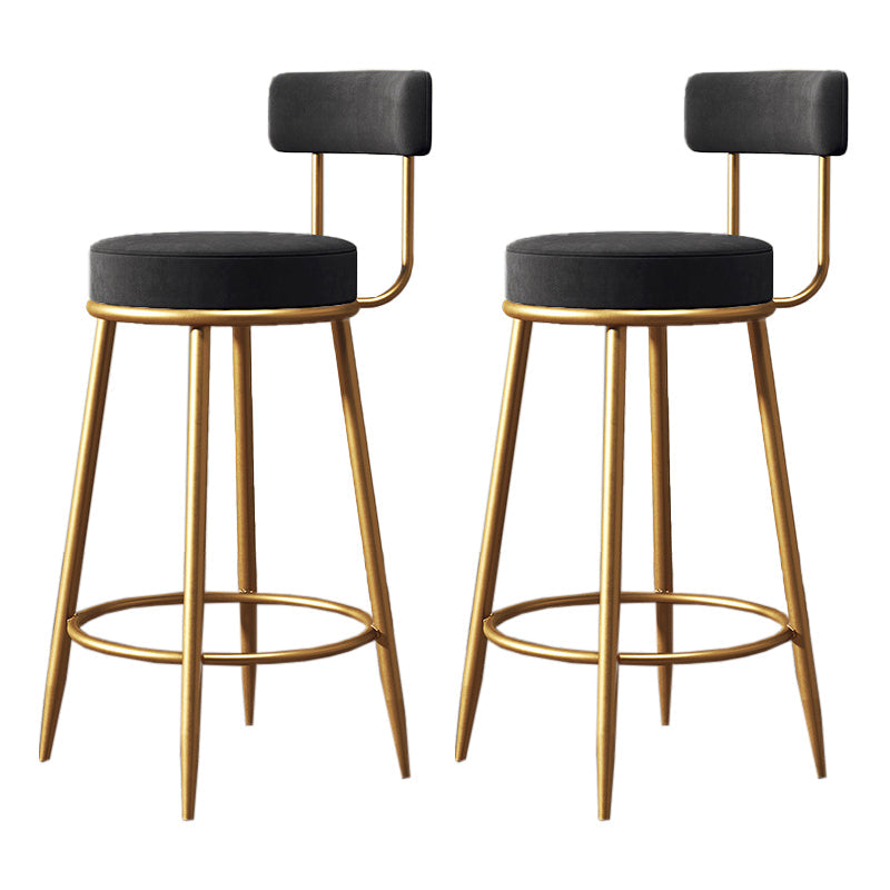 Glam Armless Backrest Counter Stool Iron Living Room Bar Stool with Velvet Cushion Black 2 Piece Set Clearhalo 'Bar Furniture' 'Bar Stools' 'bar_stools' 'furn' 'furn_bar_stools' 'Furniture' 'furniture_bar_stools' 'Kitchen & Dining Furniture' 4829814