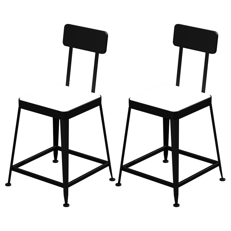 Contemporary Restaurant Iron Barstool Matte Finish Footrest Stool Black 2 Piece Set Short Stool(18"H) Clearhalo 'Bar Furniture' 'Bar Stools' 'bar_stools' 'furn' 'furn_bar_stools' 'Furniture' 'furniture_bar_stools' 'Kitchen & Dining Furniture' 4829868