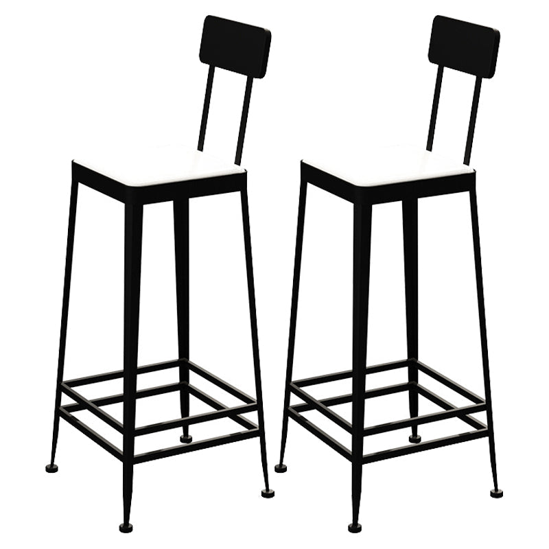 Contemporary Restaurant Iron Barstool Matte Finish Footrest Stool Black 2 Piece Set Bar Stool(30"H) Clearhalo 'Bar Furniture' 'Bar Stools' 'bar_stools' 'furn' 'furn_bar_stools' 'Furniture' 'furniture_bar_stools' 'Kitchen & Dining Furniture' 4829869