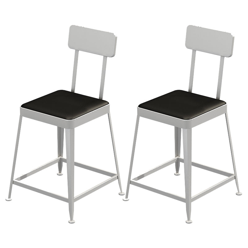 Contemporary Restaurant Iron Barstool Matte Finish Footrest Stool Silver 2 Piece Set Short Stool(18"H) Clearhalo 'Bar Furniture' 'Bar Stools' 'bar_stools' 'furn' 'furn_bar_stools' 'Furniture' 'furniture_bar_stools' 'Kitchen & Dining Furniture' 4829871