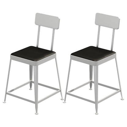 Contemporary Restaurant Iron Barstool Matte Finish Footrest Stool Silver 2 Piece Set Short Stool(18"H) Clearhalo 'Bar Furniture' 'Bar Stools' 'bar_stools' 'furn' 'furn_bar_stools' 'Furniture' 'furniture_bar_stools' 'Kitchen & Dining Furniture' 4829871