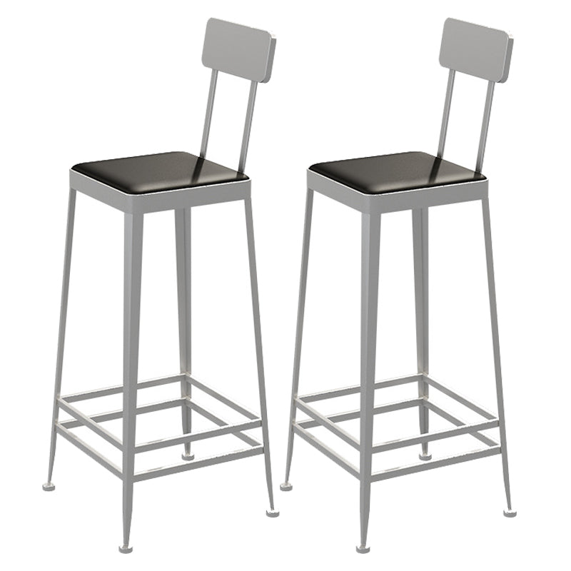 Contemporary Restaurant Iron Barstool Matte Finish Footrest Stool Silver 2 Piece Set Bar Stool(30"H) Clearhalo 'Bar Furniture' 'Bar Stools' 'bar_stools' 'furn' 'furn_bar_stools' 'Furniture' 'furniture_bar_stools' 'Kitchen & Dining Furniture' 4829873