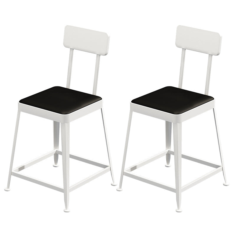 Contemporary Restaurant Iron Barstool Matte Finish Footrest Stool White 2 Piece Set Short Stool(18"H) Clearhalo 'Bar Furniture' 'Bar Stools' 'bar_stools' 'furn' 'furn_bar_stools' 'Furniture' 'furniture_bar_stools' 'Kitchen & Dining Furniture' 4829875