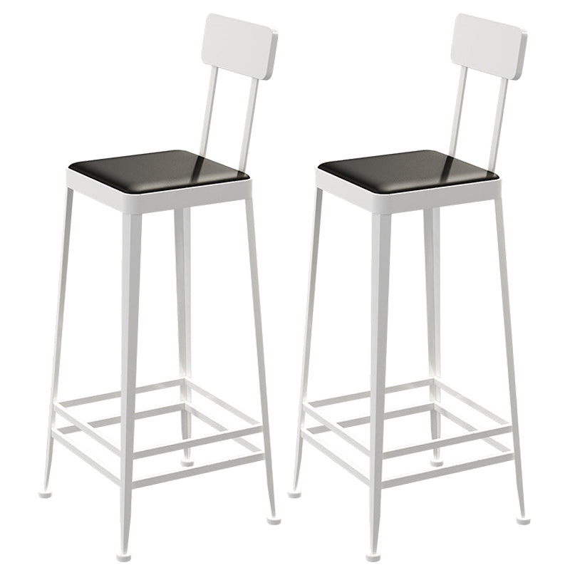 Contemporary Restaurant Iron Barstool Matte Finish Footrest Stool White 2 Piece Set Bar Stool(30"H) Clearhalo 'Bar Furniture' 'Bar Stools' 'bar_stools' 'furn' 'furn_bar_stools' 'Furniture' 'furniture_bar_stools' 'Kitchen & Dining Furniture' 4829877