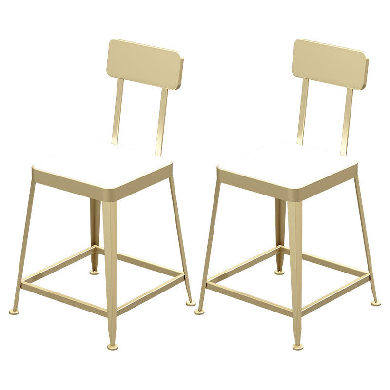 Contemporary Restaurant Iron Barstool Matte Finish Footrest Stool Gold 2 Piece Set Short Stool(18"H) Clearhalo 'Bar Furniture' 'Bar Stools' 'bar_stools' 'furn' 'furn_bar_stools' 'Furniture' 'furniture_bar_stools' 'Kitchen & Dining Furniture' 4829879