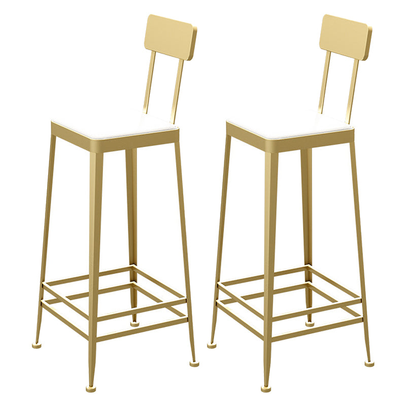Contemporary Restaurant Iron Barstool Matte Finish Footrest Stool Gold 2 Piece Set Bar Stool(30"H) Clearhalo 'Bar Furniture' 'Bar Stools' 'bar_stools' 'furn' 'furn_bar_stools' 'Furniture' 'furniture_bar_stools' 'Kitchen & Dining Furniture' 4829881