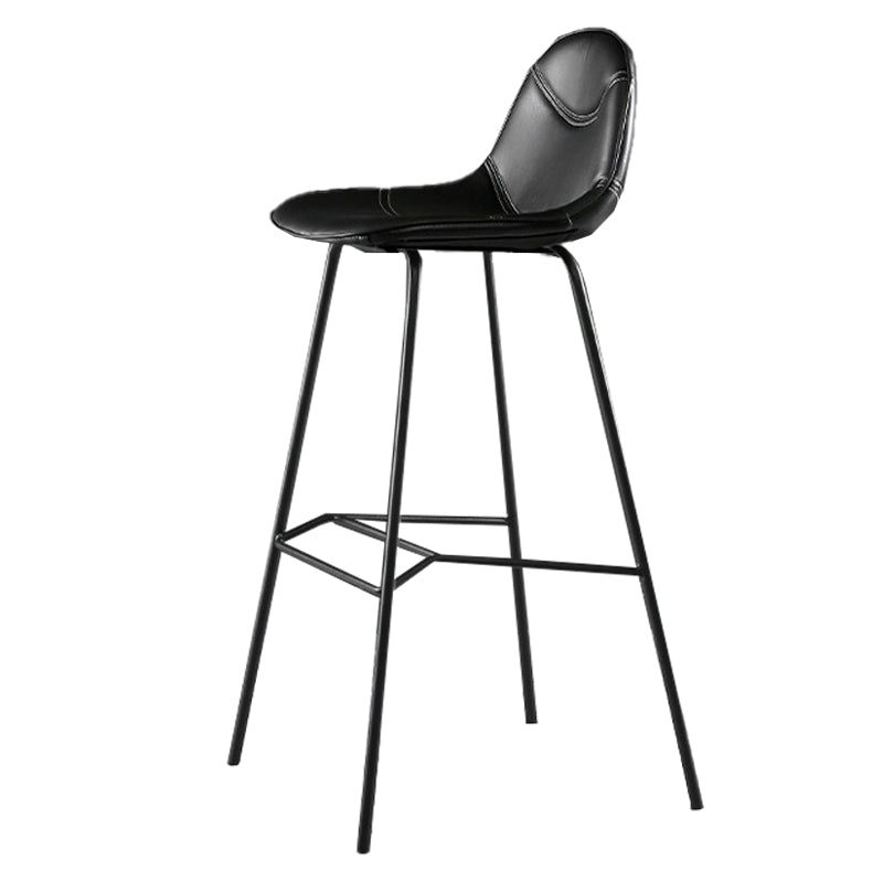 Contemporary Matte Finish Footrest Barstool Leather Home Stool Black 1 Piece Clearhalo 'Bar Furniture' 'Bar Stools' 'bar_stools' 'Furniture' 'furniture_bar_stools' 'Kitchen & Dining Furniture' 4829886