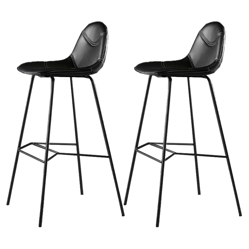Contemporary Matte Finish Footrest Barstool Leather Home Stool Black Set of 2 Clearhalo 'Bar Furniture' 'Bar Stools' 'bar_stools' 'Furniture' 'furniture_bar_stools' 'Kitchen & Dining Furniture' 4829887