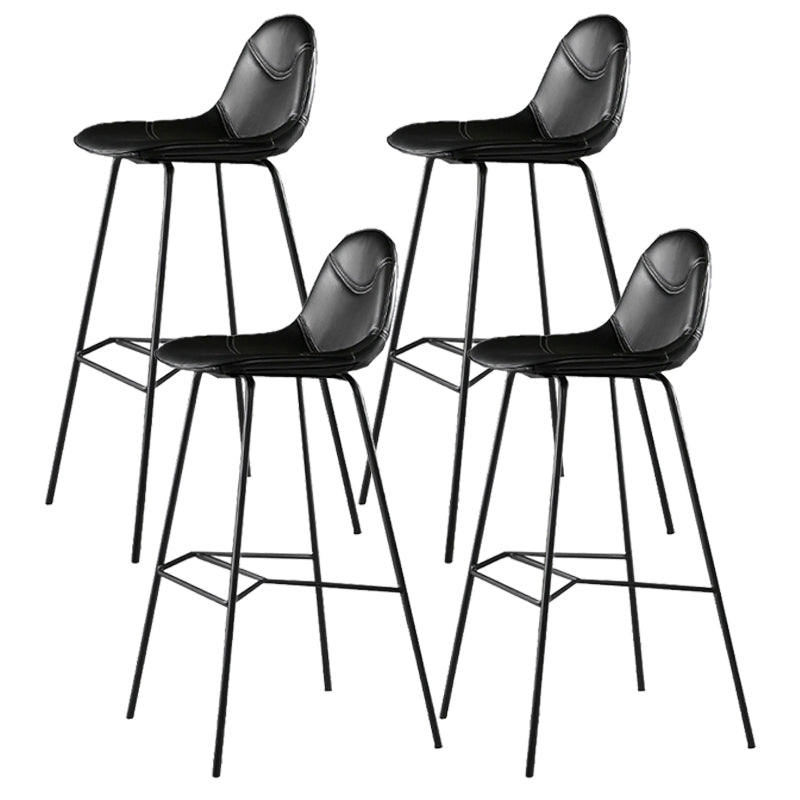 Contemporary Matte Finish Footrest Barstool Leather Home Stool Black Set of 4 Clearhalo 'Bar Furniture' 'Bar Stools' 'bar_stools' 'Furniture' 'furniture_bar_stools' 'Kitchen & Dining Furniture' 4829890