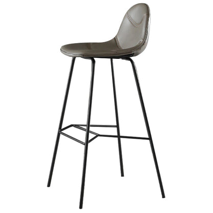 Contemporary Matte Finish Footrest Barstool Leather Home Stool Grey 1 Piece Clearhalo 'Bar Furniture' 'Bar Stools' 'bar_stools' 'Furniture' 'furniture_bar_stools' 'Kitchen & Dining Furniture' 4829892