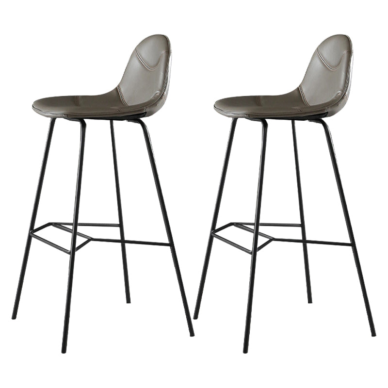 Contemporary Matte Finish Footrest Barstool Leather Home Stool Grey Set of 2 Clearhalo 'Bar Furniture' 'Bar Stools' 'bar_stools' 'Furniture' 'furniture_bar_stools' 'Kitchen & Dining Furniture' 4829893