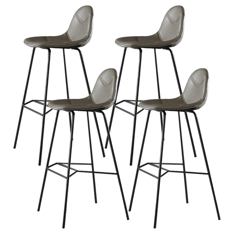 Contemporary Matte Finish Footrest Barstool Leather Home Stool Grey Set of 4 Clearhalo 'Bar Furniture' 'Bar Stools' 'bar_stools' 'Furniture' 'furniture_bar_stools' 'Kitchen & Dining Furniture' 4829895