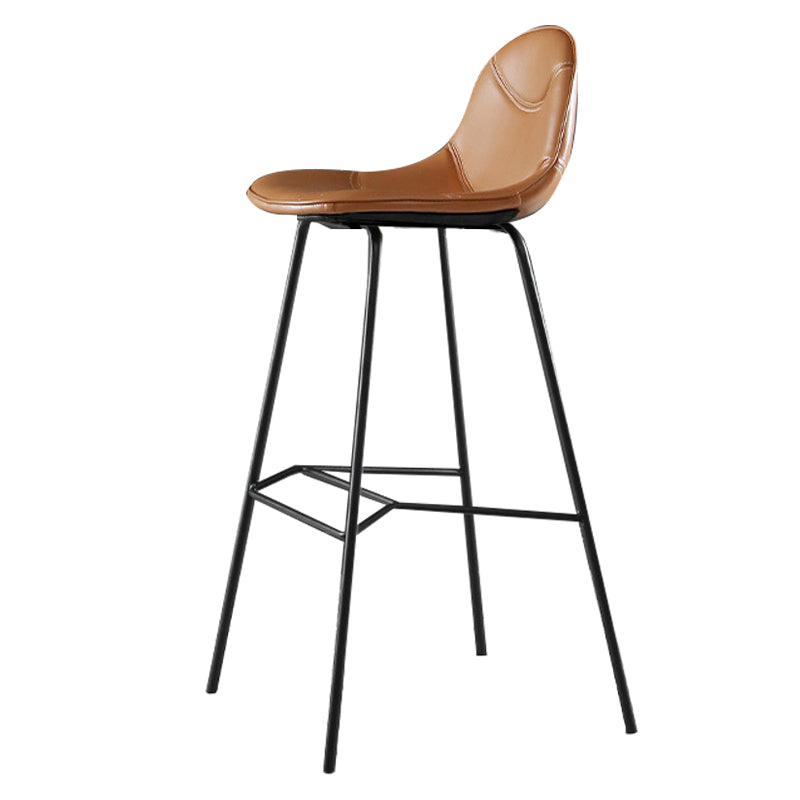 Contemporary Matte Finish Footrest Barstool Leather Home Stool Brown 1 Piece Clearhalo 'Bar Furniture' 'Bar Stools' 'bar_stools' 'Furniture' 'furniture_bar_stools' 'Kitchen & Dining Furniture' 4829898