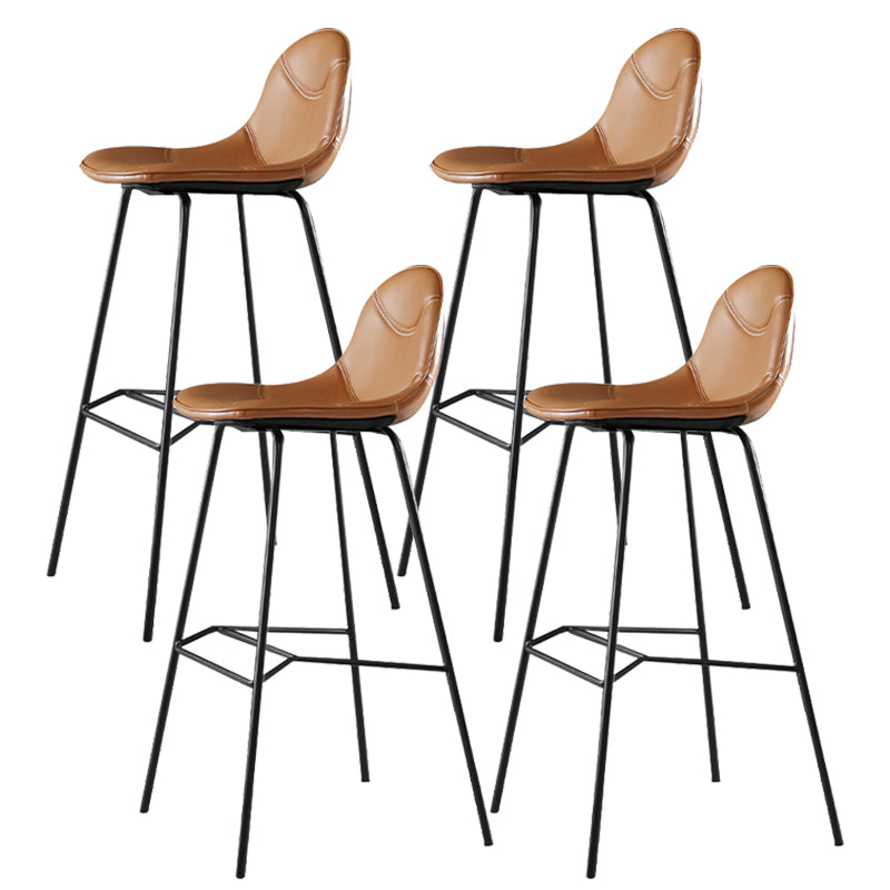 Contemporary Matte Finish Footrest Barstool Leather Home Stool Brown Set of 4 Clearhalo 'Bar Furniture' 'Bar Stools' 'bar_stools' 'Furniture' 'furniture_bar_stools' 'Kitchen & Dining Furniture' 4829901