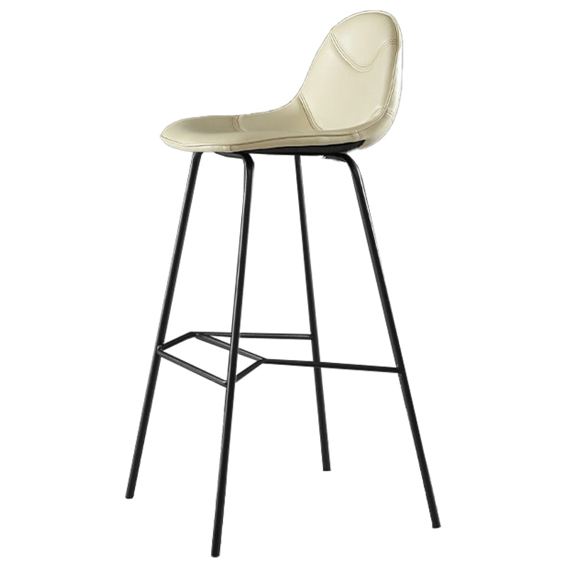 Contemporary Matte Finish Footrest Barstool Leather Home Stool Beige 1 Piece Clearhalo 'Bar Furniture' 'Bar Stools' 'bar_stools' 'Furniture' 'furniture_bar_stools' 'Kitchen & Dining Furniture' 4829903