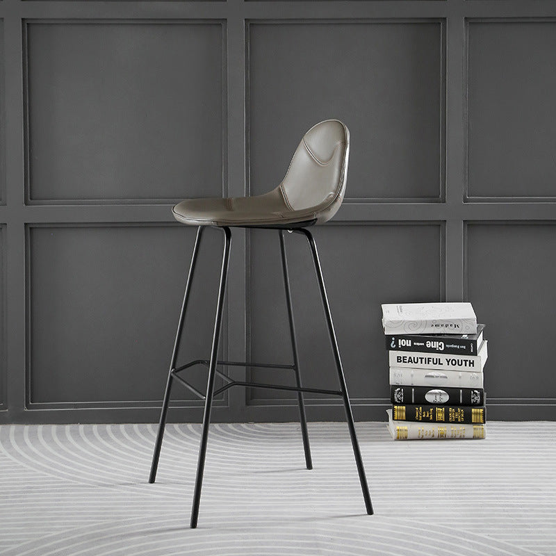 Contemporary Matte Finish Footrest Barstool Leather Home Stool Clearhalo 'Bar Furniture' 'Bar Stools' 'bar_stools' 'Furniture' 'furniture_bar_stools' 'Kitchen & Dining Furniture' 4829904