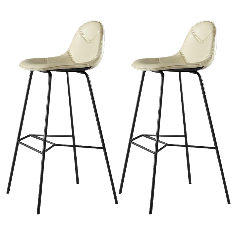 Contemporary Matte Finish Footrest Barstool Leather Home Stool Beige Set of 2 Clearhalo 'Bar Furniture' 'Bar Stools' 'bar_stools' 'Furniture' 'furniture_bar_stools' 'Kitchen & Dining Furniture' 4829905