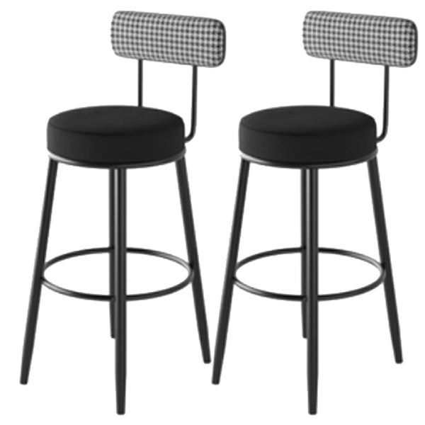 Modern Armless Backrest Counter Stool Iron Kitchen Bar Stool with Velvet Cushion and Pedal Black 2 Piece Set Clearhalo 'Bar Furniture' 'Bar Stools' 'bar_stools' 'furn' 'furn_bar_stools' 'Furniture' 'furniture_bar_stools' 'Kitchen & Dining Furniture' 4829915