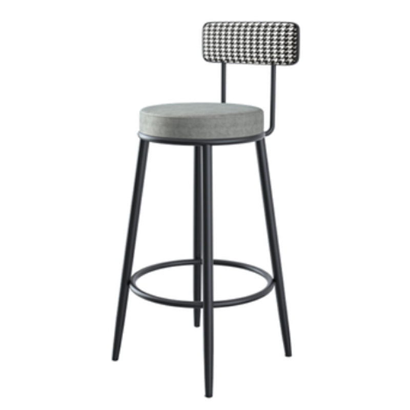 Modern Armless Backrest Counter Stool Iron Kitchen Bar Stool with Velvet Cushion and Pedal Grey 1 Piece Clearhalo 'Bar Furniture' 'Bar Stools' 'bar_stools' 'furn' 'furn_bar_stools' 'Furniture' 'furniture_bar_stools' 'Kitchen & Dining Furniture' 4829919