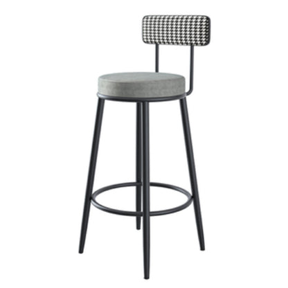 Modern Armless Backrest Counter Stool Iron Kitchen Bar Stool with Velvet Cushion and Pedal Grey 1 Piece Clearhalo 'Bar Furniture' 'Bar Stools' 'bar_stools' 'furn' 'furn_bar_stools' 'Furniture' 'furniture_bar_stools' 'Kitchen & Dining Furniture' 4829919