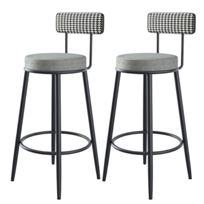 Modern Armless Backrest Counter Stool Iron Kitchen Bar Stool with Velvet Cushion and Pedal Grey 2 Piece Set Clearhalo 'Bar Furniture' 'Bar Stools' 'bar_stools' 'furn' 'furn_bar_stools' 'Furniture' 'furniture_bar_stools' 'Kitchen & Dining Furniture' 4829921