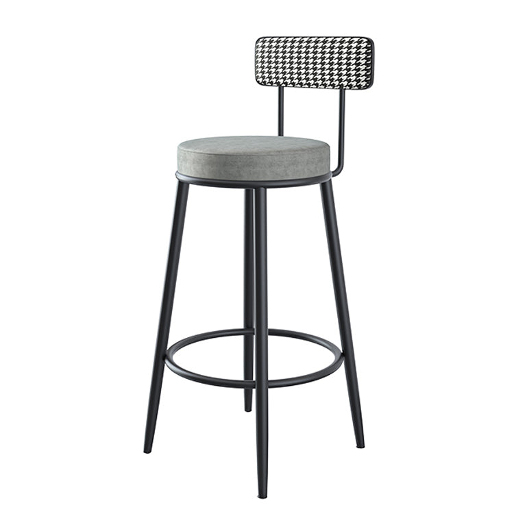 Modern Armless Backrest Counter Stool Iron Kitchen Bar Stool with Velvet Cushion and Pedal Clearhalo 'Bar Furniture' 'Bar Stools' 'bar_stools' 'furn' 'furn_bar_stools' 'Furniture' 'furniture_bar_stools' 'Kitchen & Dining Furniture' 4829922