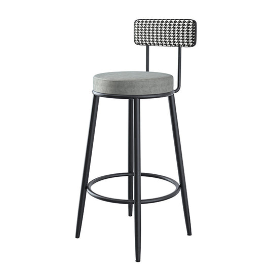 Modern Armless Backrest Counter Stool Iron Kitchen Bar Stool with Velvet Cushion and Pedal Clearhalo 'Bar Furniture' 'Bar Stools' 'bar_stools' 'furn' 'furn_bar_stools' 'Furniture' 'furniture_bar_stools' 'Kitchen & Dining Furniture' 4829922
