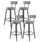 Modern Armless Backrest Counter Stool Iron Kitchen Bar Stool with Velvet Cushion and Pedal Grey 4 Piece Set Clearhalo 'Bar Furniture' 'Bar Stools' 'bar_stools' 'furn' 'furn_bar_stools' 'Furniture' 'furniture_bar_stools' 'Kitchen & Dining Furniture' 4829924