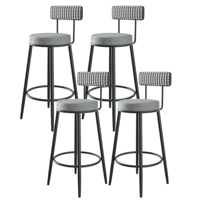 Modern Armless Backrest Counter Stool Iron Kitchen Bar Stool with Velvet Cushion and Pedal Grey 4 Piece Set Clearhalo 'Bar Furniture' 'Bar Stools' 'bar_stools' 'furn' 'furn_bar_stools' 'Furniture' 'furniture_bar_stools' 'Kitchen & Dining Furniture' 4829924