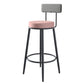 Modern Armless Backrest Counter Stool Iron Kitchen Bar Stool with Velvet Cushion and Pedal Pink 1 Piece Clearhalo 'Bar Furniture' 'Bar Stools' 'bar_stools' 'furn' 'furn_bar_stools' 'Furniture' 'furniture_bar_stools' 'Kitchen & Dining Furniture' 4829926
