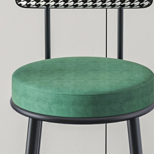 Modern Armless Backrest Counter Stool Iron Kitchen Bar Stool with Velvet Cushion and Pedal Clearhalo 'Bar Furniture' 'Bar Stools' 'bar_stools' 'furn' 'furn_bar_stools' 'Furniture' 'furniture_bar_stools' 'Kitchen & Dining Furniture' 4829928