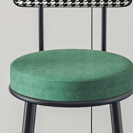 Modern Armless Backrest Counter Stool Iron Kitchen Bar Stool with Velvet Cushion and Pedal Clearhalo 'Bar Furniture' 'Bar Stools' 'bar_stools' 'furn' 'furn_bar_stools' 'Furniture' 'furniture_bar_stools' 'Kitchen & Dining Furniture' 4829928