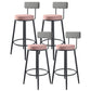 Modern Armless Backrest Counter Stool Iron Kitchen Bar Stool with Velvet Cushion and Pedal Pink 4 Piece Set Clearhalo 'Bar Furniture' 'Bar Stools' 'bar_stools' 'furn' 'furn_bar_stools' 'Furniture' 'furniture_bar_stools' 'Kitchen & Dining Furniture' 4829930